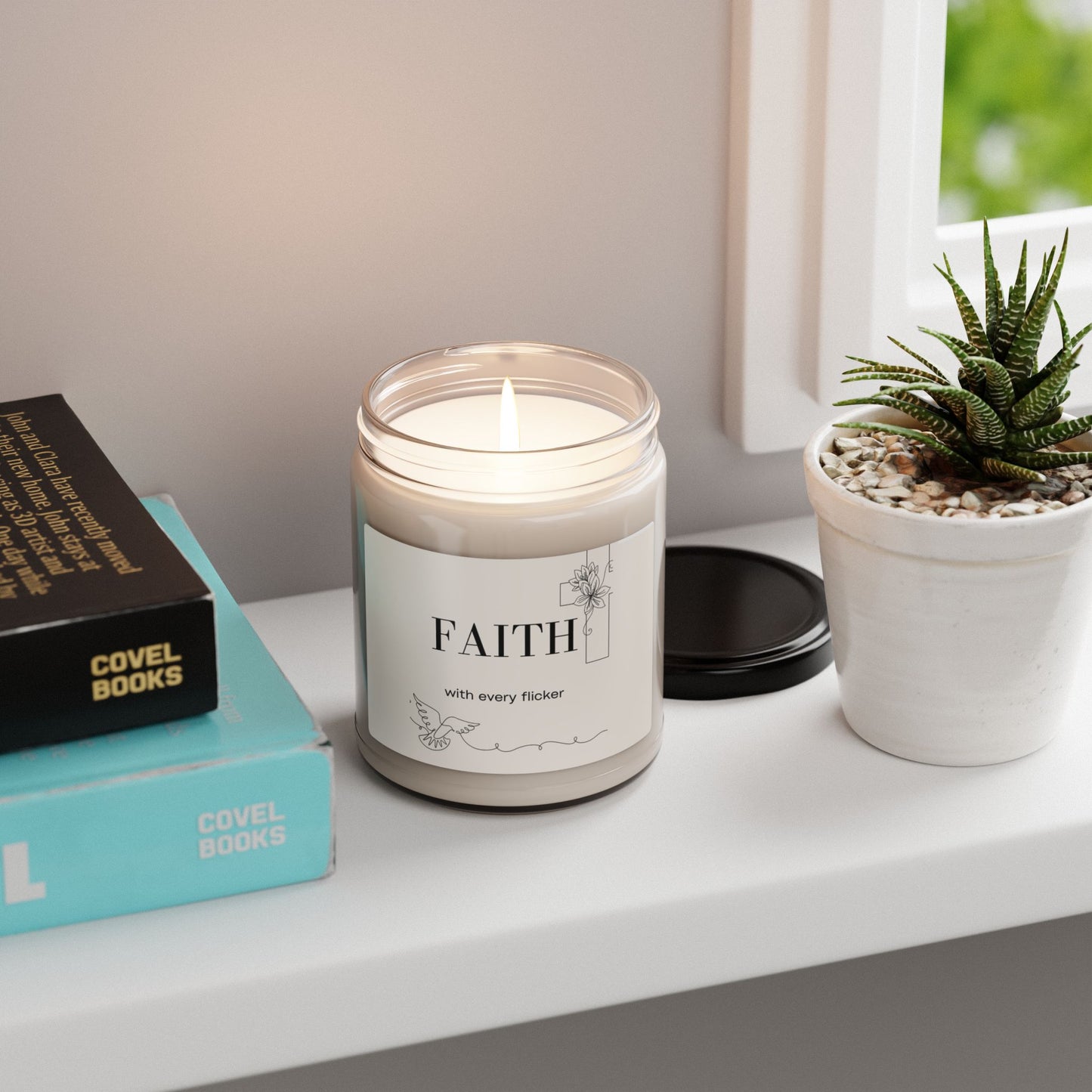 Faith With Every Flicker. Scented Soy Candle, 9oz