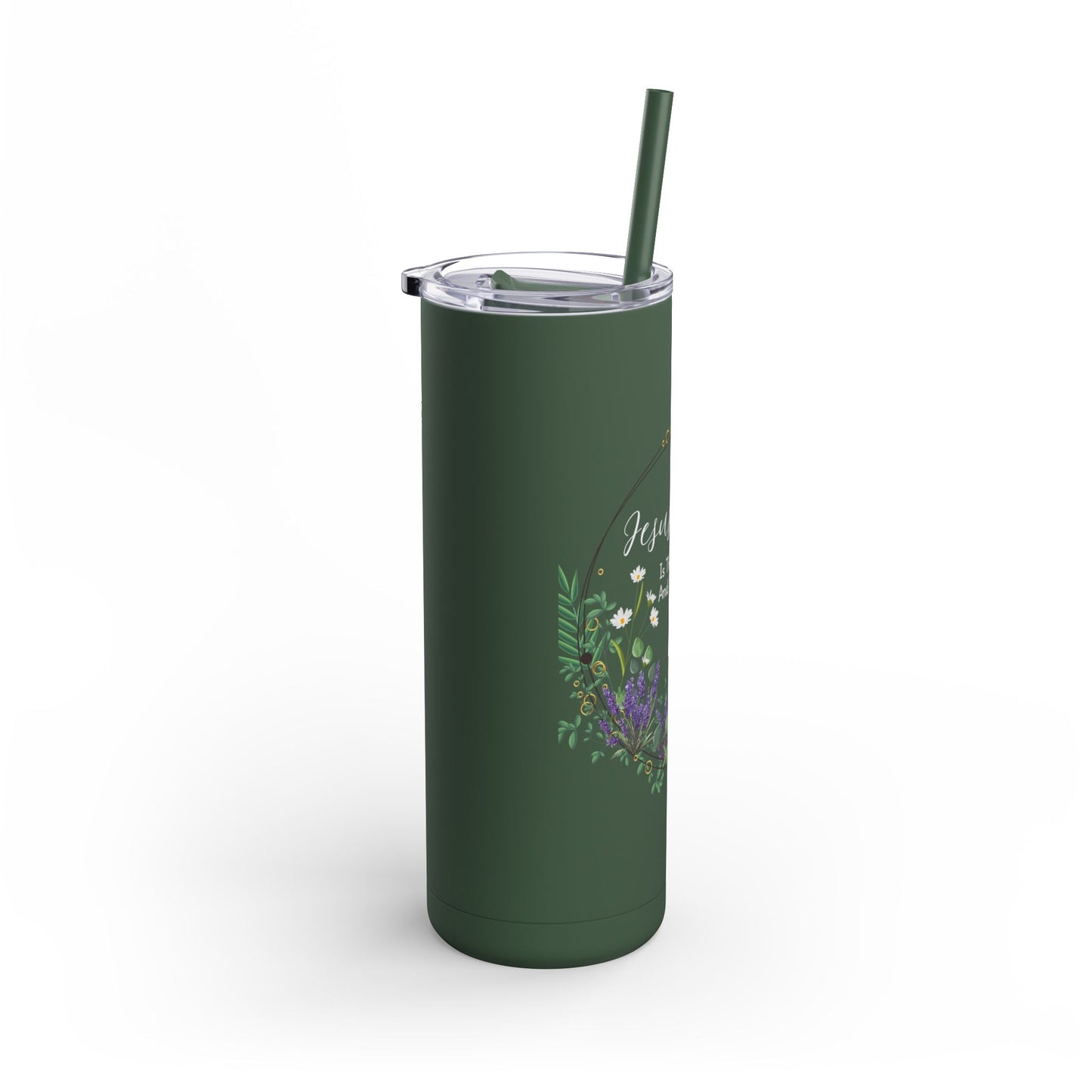 Jesus Christ Is The Same Yesterday Today and Forever Maars Maker Skinny Matte Tumbler, 20oz