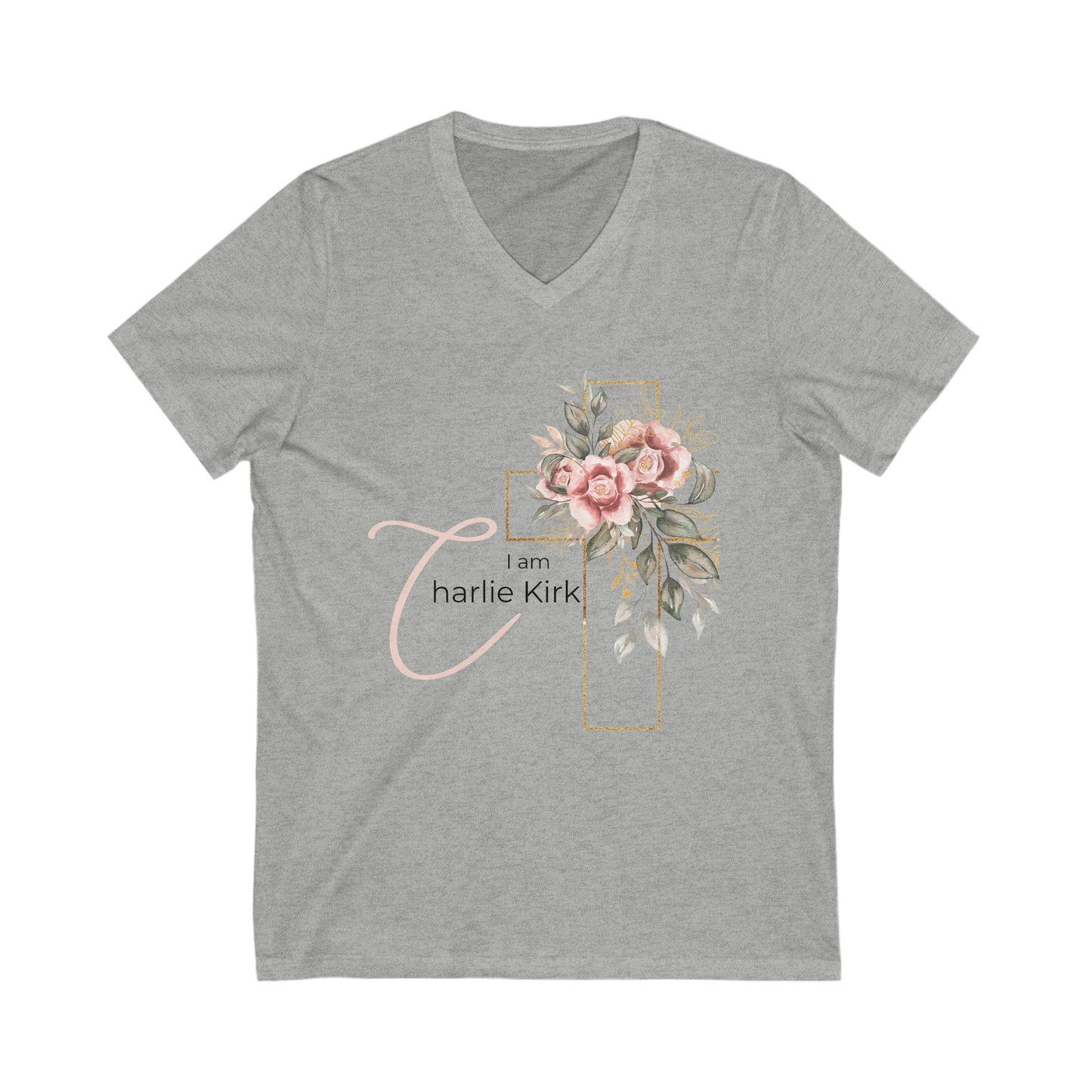 Charlie Kirk Unisex Tee, Conservative Activist Shirt, Political Apparel, Short Sleeve V-Neck Top, Patriotic Clothing