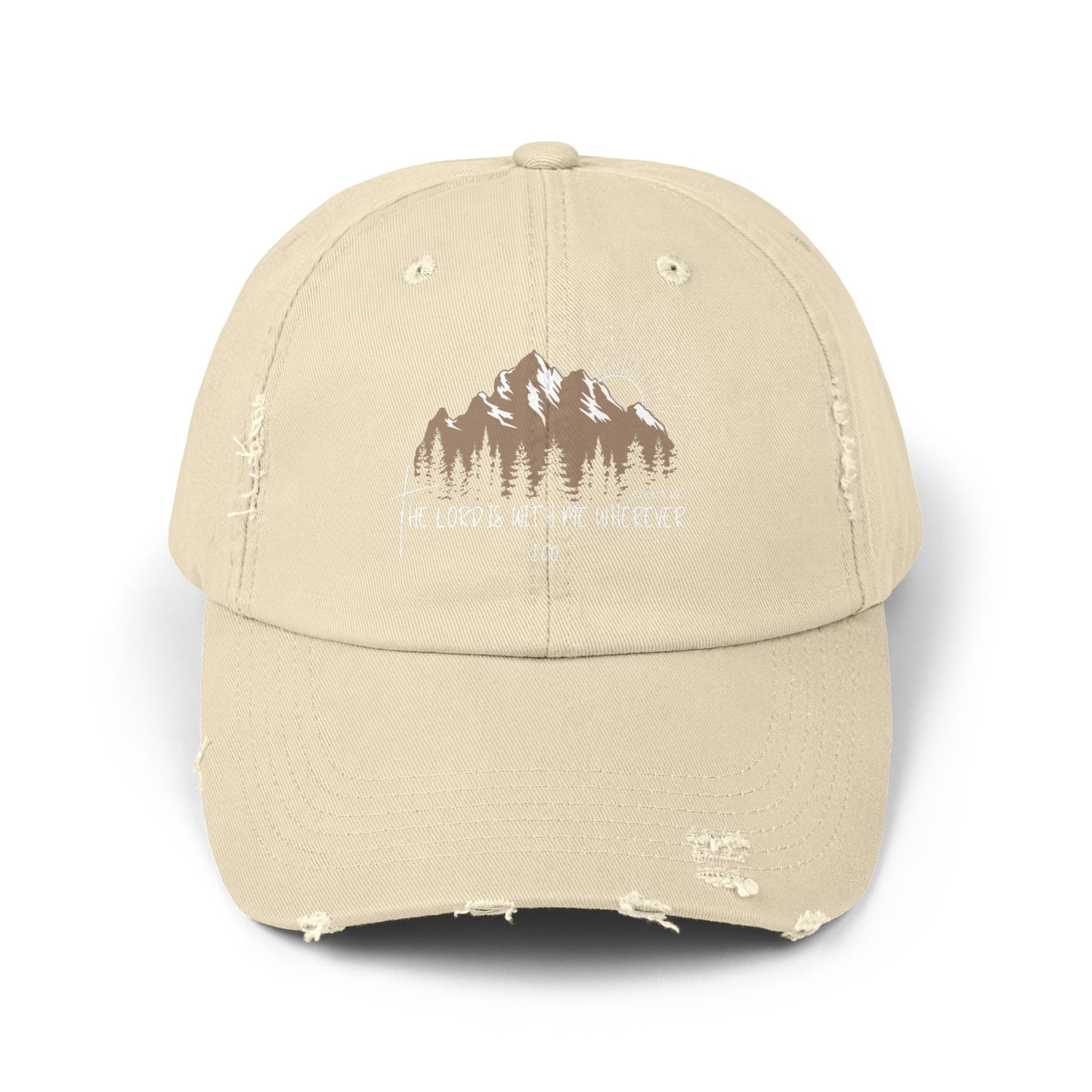 Faith-Inspired Distressed Cap for Adventurers | Vintage Style, Outdoor Gear, Gift for Nature Lovers