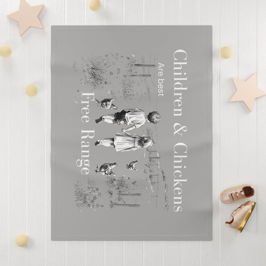 Whimsical Children & Chickens Fleece Baby Blanket - Cozy Throw for Nursery, Baby Shower Gift, Farmhouse Decor, Kids Room