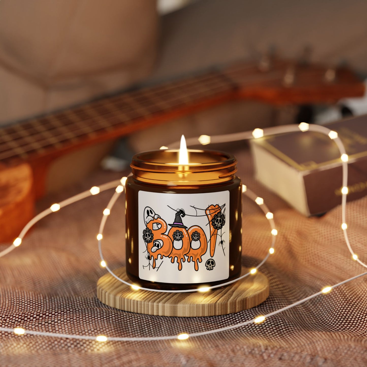 Halloween Scented Soy Candle - Spooky Decor, Amber Jar, Boo! Candle, Cozy Home Fragrance, Fall Gift, Halloween Celebration