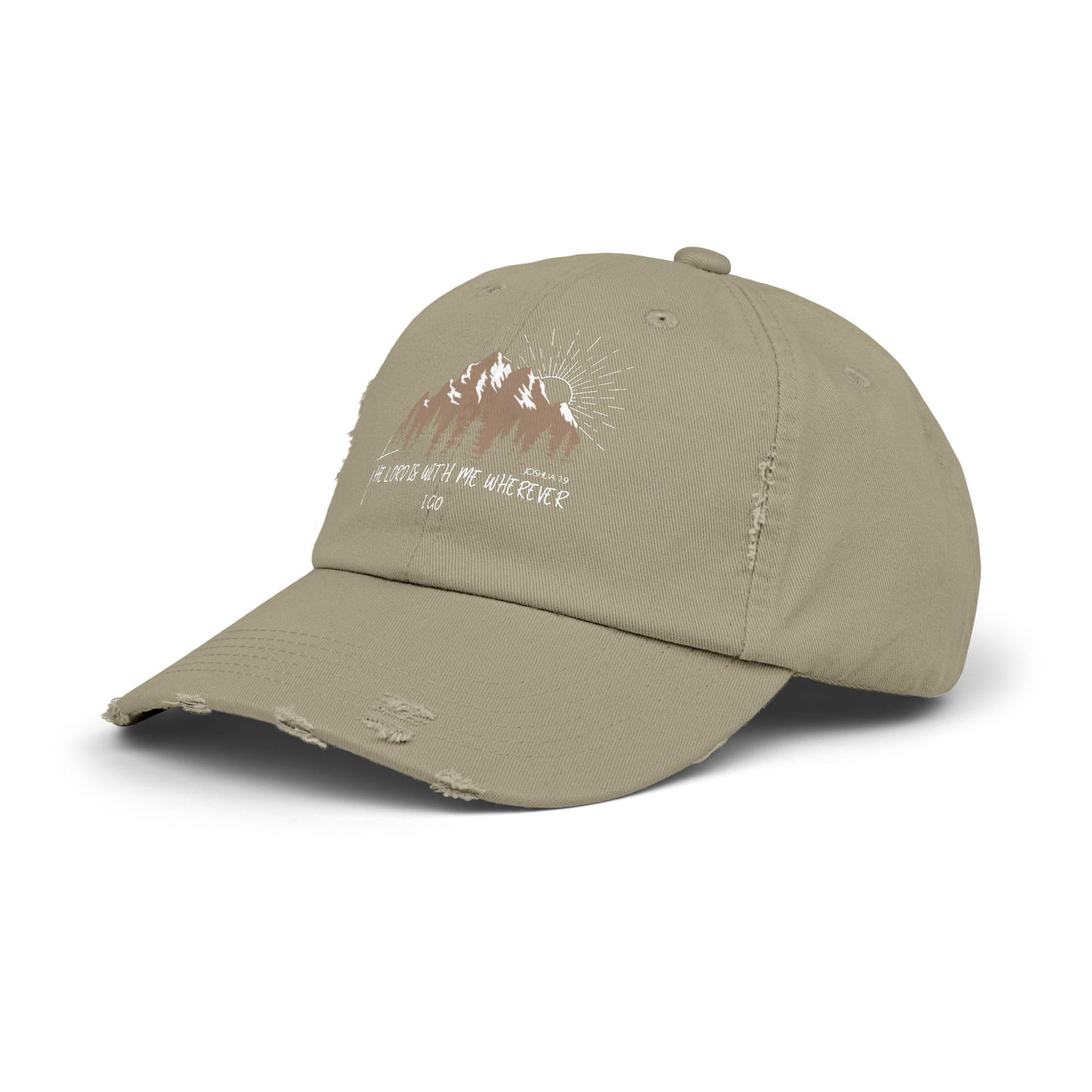 Faith-Inspired Distressed Cap for Adventurers | Vintage Style, Outdoor Gear, Gift for Nature Lovers