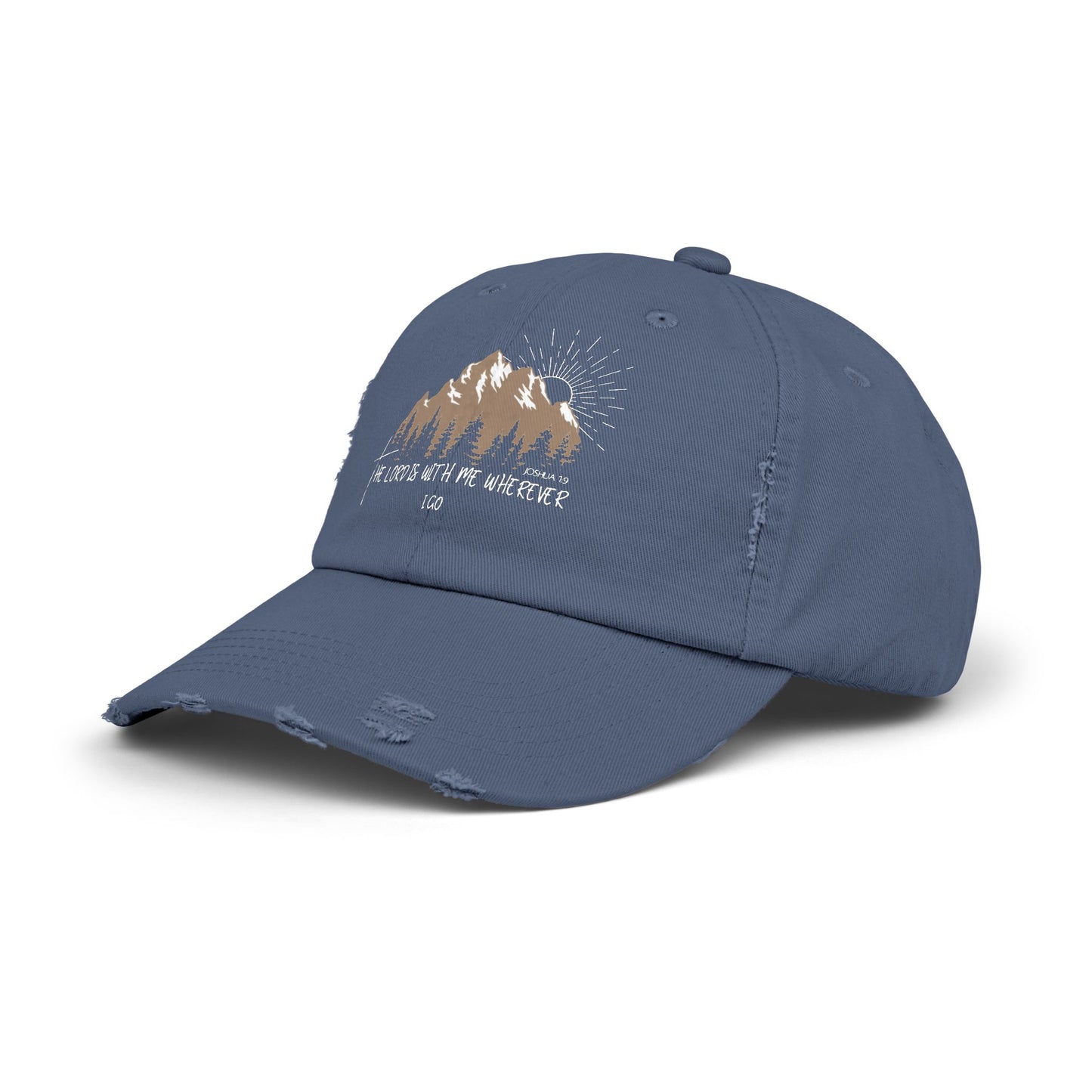 Faith-Inspired Distressed Cap for Adventurers | Vintage Style, Outdoor Gear, Gift for Nature Lovers