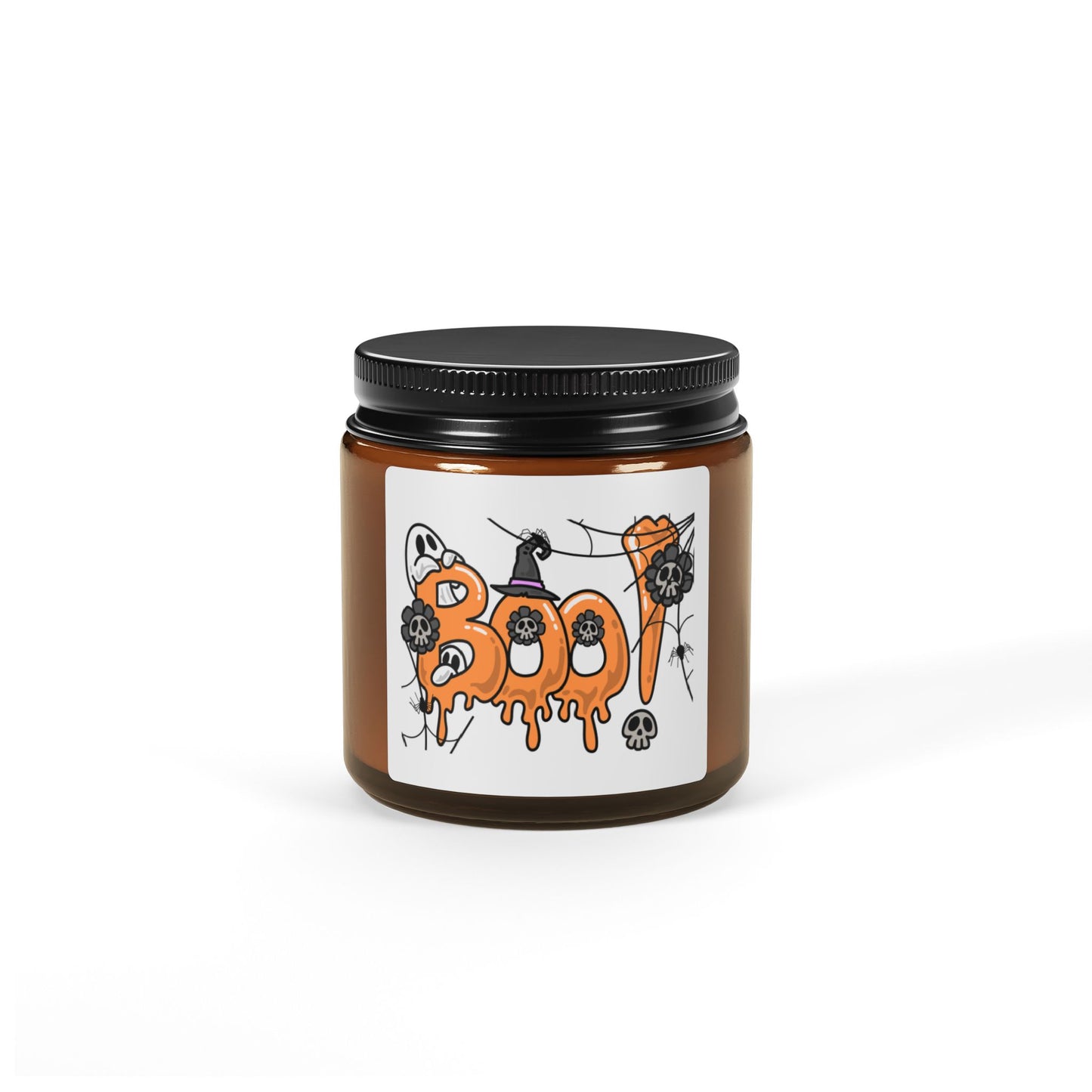 Halloween Scented Soy Candle - Spooky Decor, Amber Jar, Boo! Candle, Cozy Home Fragrance, Fall Gift, Halloween Celebration