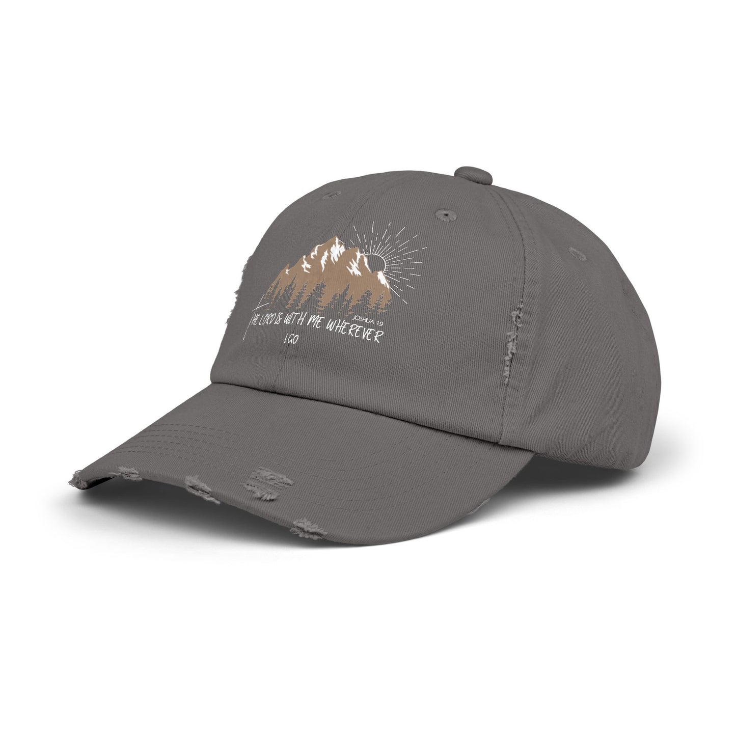 Faith-Inspired Distressed Cap for Adventurers | Vintage Style, Outdoor Gear, Gift for Nature Lovers