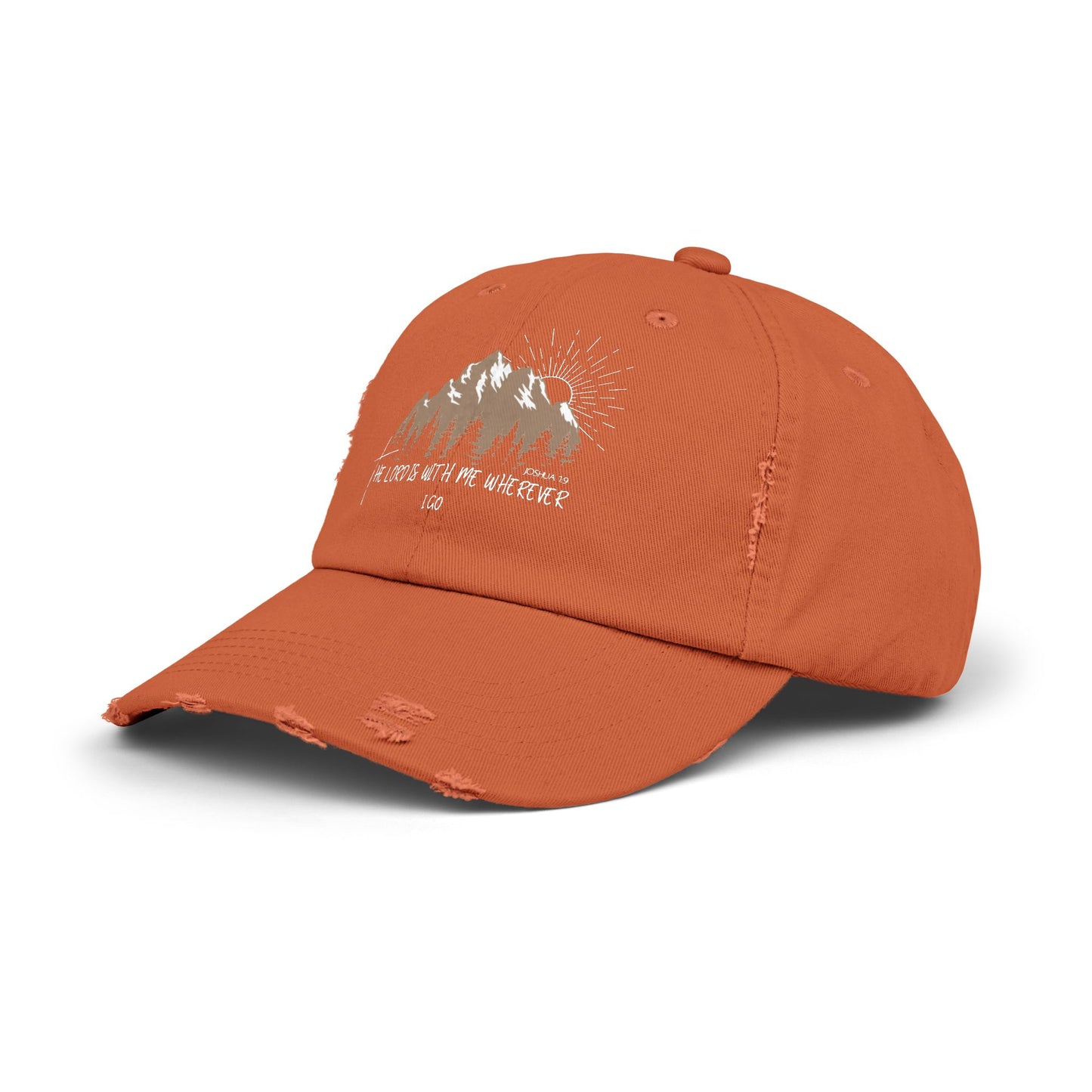 Faith-Inspired Distressed Cap for Adventurers | Vintage Style, Outdoor Gear, Gift for Nature Lovers