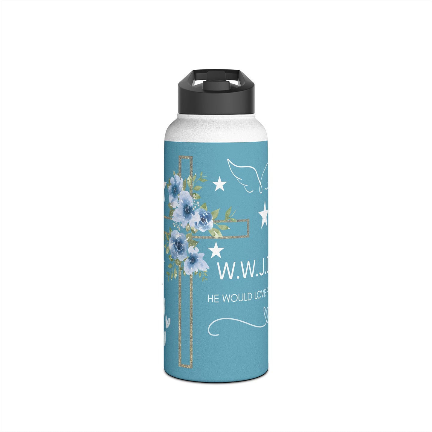 Inspirational Stainless Steel Water Bottle - W.W.J.D. Design, Motivational Gift, Faith-Based Water Bottle, Christian Gift, Fitness Hydration