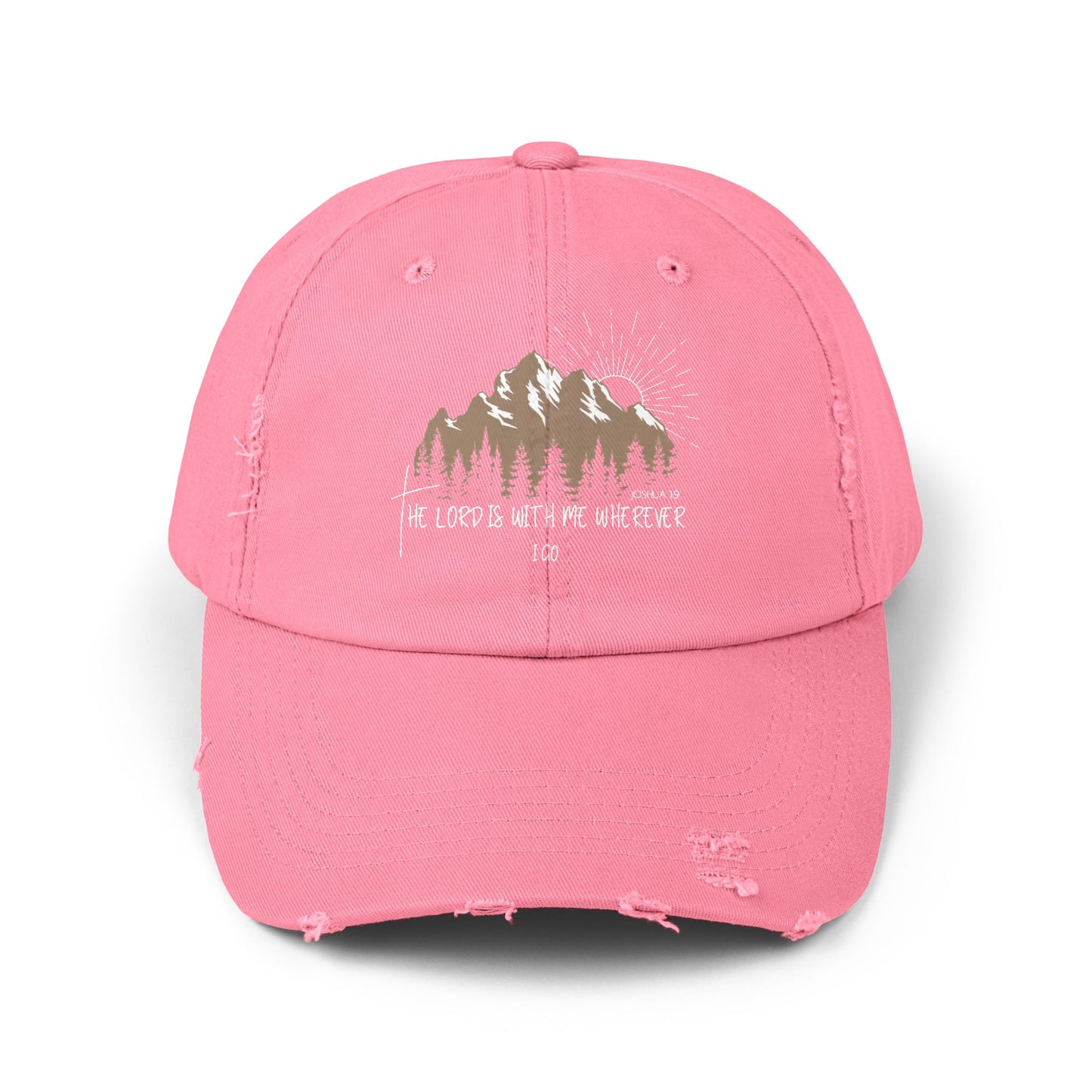 Faith-Inspired Distressed Cap for Adventurers | Vintage Style, Outdoor Gear, Gift for Nature Lovers