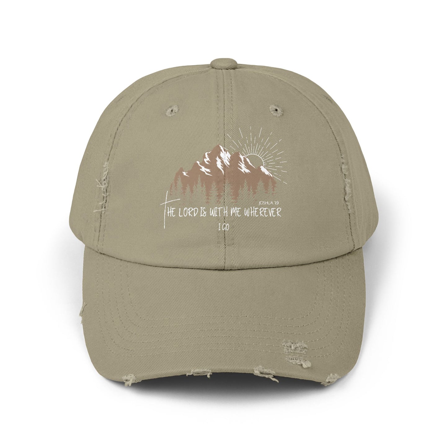 Faith-Inspired Distressed Cap for Adventurers | Vintage Style, Outdoor Gear, Gift for Nature Lovers
